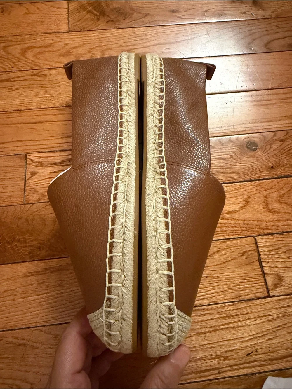 Ralph Lauren Women’s Espadrille Slip-On Shoes Brown Leather Look Size 9 NWOB
